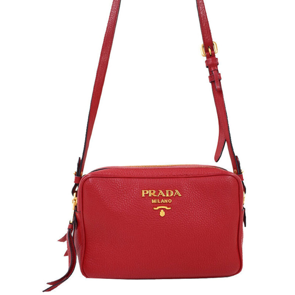 Prada Vitello Phenix textured red calfskin leather camera bag